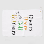 60e verjaardag Golf Proost en bieren Golfhanddoek (Horizontaal)