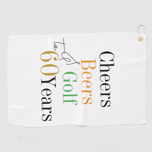 60e verjaardag Golf Proost en bieren Golfhanddoek (Horizontaal)