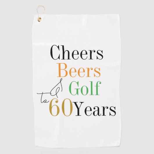 60e verjaardag Golf Proost en bieren Golfhanddoek (Voorkant)