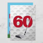 60e verjaardag golf themafeest kaart (Voorkant / Achterkant)