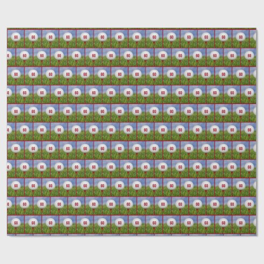 60e verjaardag Golfbal Cadeaupapier (Vlak)