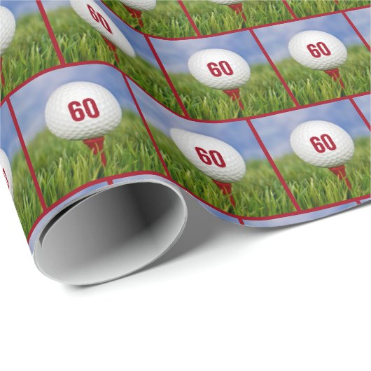 60e verjaardag Golfbal Cadeaupapier (Rol Hoek)