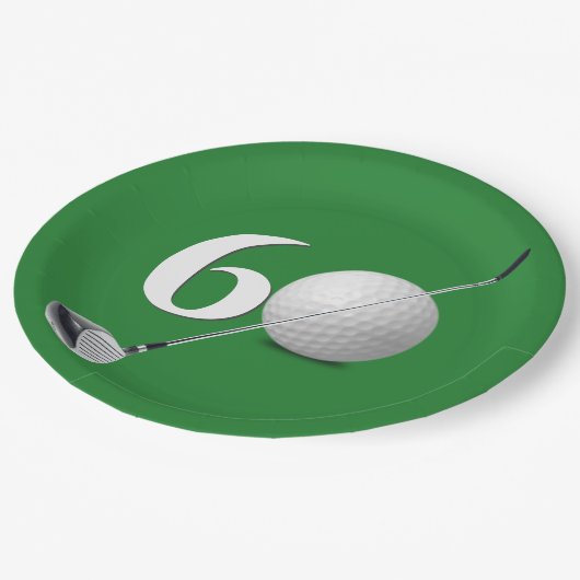 60e verjaardag golfbal en club papieren bordje (Gekanteld)
