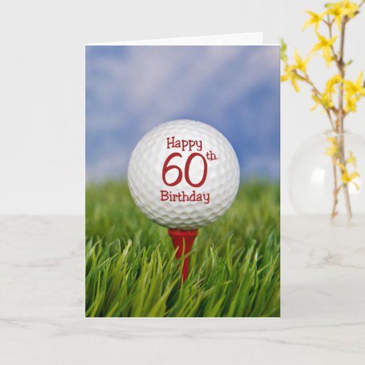 60e verjaardag Golfbal Kaart (Gele Bloem)