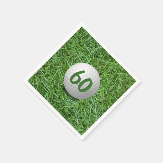 60e verjaardag Golfbal op Grass Napkins Servet (Hoek)