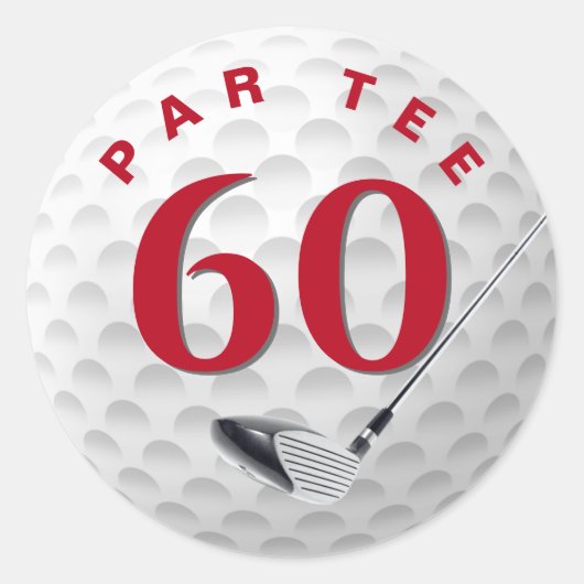 60e verjaardag Golfbal Ronde Sticker (Voorkant)