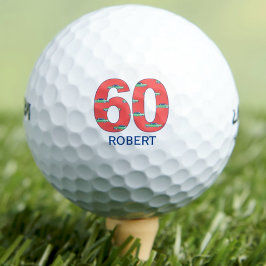 60e verjaardag golfballen 60 jaar auto's initialen