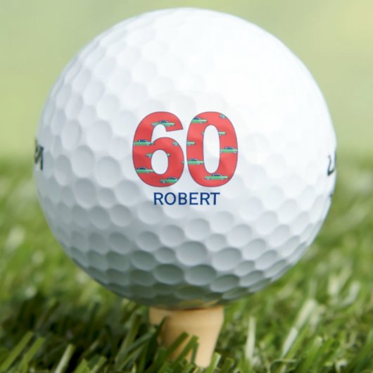 60e verjaardag golfballen 60 jaar auto's initialen