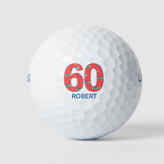 60e verjaardag golfballen 60 jaar auto's initialen (Voorkant)