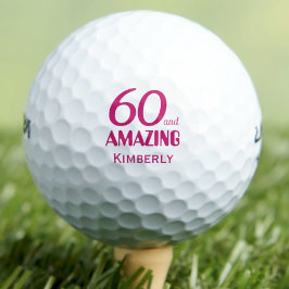 60e verjaardag golfballen roze 60 jaar feest cadea