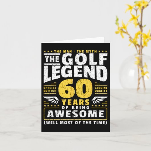 60e verjaardag golfspeler 60 jaar oud golfer kaart (Gele Bloem)