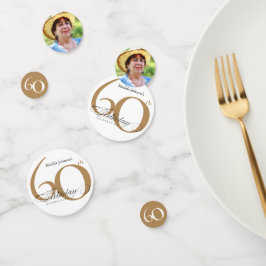 60e verjaardag goud wit elegante kalligrafie confe confetti