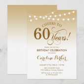 60e verjaardag - Goud Wit Kaart (Voorkant / Achterkant)