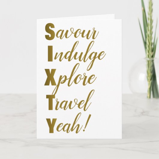 60e verjaardag Goud Zestig Acrostic Kaart (Voorkant)