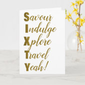 60e verjaardag Goud Zestig Acrostic Kaart (Gele Bloem)