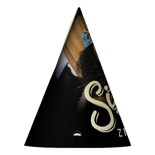 60e verjaardag Goud Zwart Persoonlijke Fotonaam Feesthoedjes (Links)