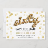 60e verjaardag goudballonnen Glitter sparen de dat Kaart (Voorkant)