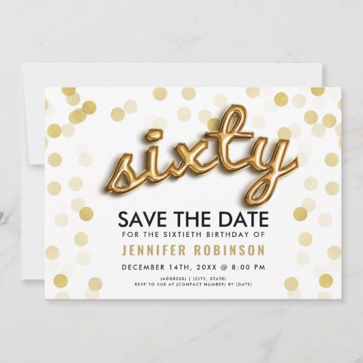 60e verjaardag goudballonnen Glitter sparen de dat Kaart (Voorkant)