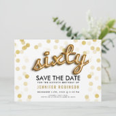 60e verjaardag goudballonnen Glitter sparen de dat Kaart (Staand voorkant)