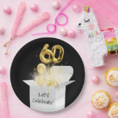 60e verjaardag goudballonnen in witte doos papieren bordje (Feest)