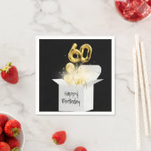 60e verjaardag goudballonnen in witte doos servet (Insitu)