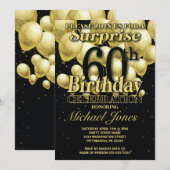 60e verjaardag gouden ballonnen kaart (Voorkant / Achterkant)