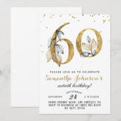60e verjaardag gouden bloemen uitnodiging (Voorkant / Achterkant)