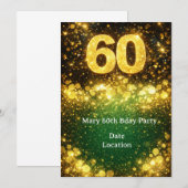 60e verjaardag Gouden Glitter Kaart (Voorkant / Achterkant)