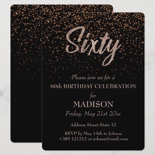 60e verjaardag Gouden Glitter Kaart (Voorkant / Achterkant)