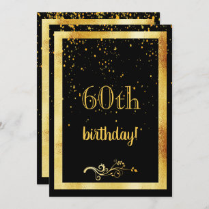 60e verjaardag gouden lijst zwart kaart