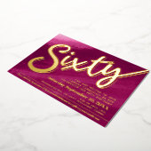 60e verjaardag gouden rode roze was folie uitnodiging (Gedraaid)