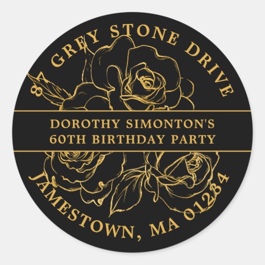 60e Verjaardag Gouden Roos Retouradres Sticker (Voorkant)