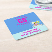 60e verjaardag grappig citaat kartonnen onderzetters (Schuin)