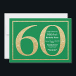 60e Verjaardag Groen en Goud Glitter Kaart<br><div class="desc">Uitnodiging voor 60-jarig bestaan. Groen en Goud Glitter Verjaardagsfeest Uitnodigen met Groene Achtergrond. Verrassingsverjaardag. Verjaardag voor volwassenen. Mannen of Vrouwen Bday Bash Party. Voor verdere aanpassing klikt u op de knop "Aanpassen" en gebruikt u onze ontwerptool om deze sjabloon te wijzigen.</div>