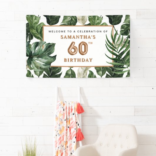 60e verjaardag Groen & Koper Tropisch Welkom Spandoek (Insitu)