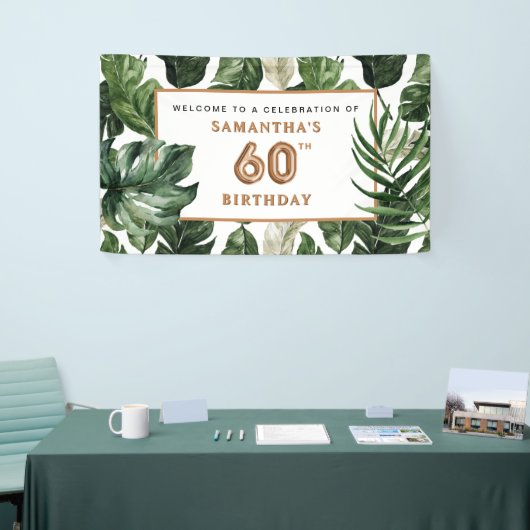 60e verjaardag Groen & Koper Tropisch Welkom Spandoek (Beurs)