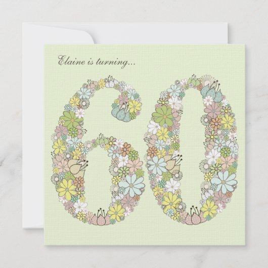 60e verjaardag Groene bloei Aangepaste Uitnodiging (Voorkant)