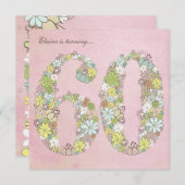 60e verjaardag Groene bloei Aangepaste Uitnodiging (Voorkant / Achterkant)