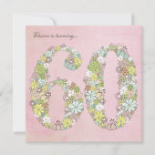 60e verjaardag Groene bloei Aangepaste Uitnodiging (Voorkant)