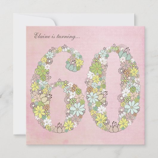 60e verjaardag Groene bloei Aangepaste Uitnodiging (Voorkant)