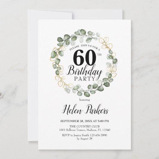 60e verjaardag - Groene olievlek met eucalyptus Kaart (Voorkant)