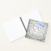 60e verjaardag Guestbook Silver Blue Glam Lights Notitieboek (Binnen)