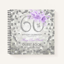 60e verjaardag Guestbook Silver Paarse Lichten Notitieboek