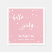 60e verjaardag hallo blush roze 60 servet (Voorkant)