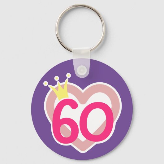 60e verjaardag hart prinses kroon roze sleutelhanger (Voorkant)