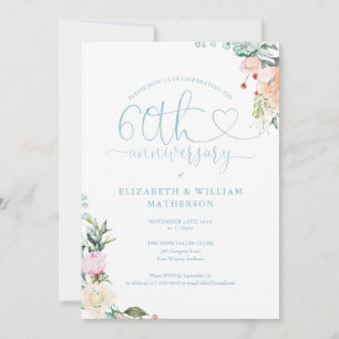 60e verjaardag Hart Script Bloem Monogram Kaart