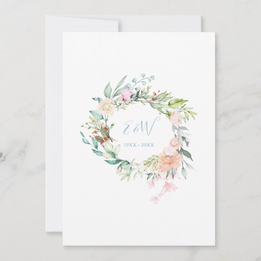 60e verjaardag Hart Script Bloemendecoratie Kaart (Achterkant)