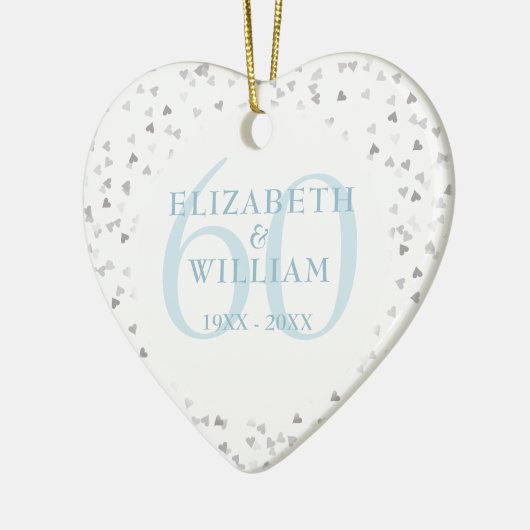 60e verjaardag Harten Confetti Keramisch Ornament (Links)