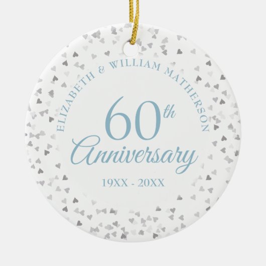 60e verjaardag Harten Confetti Keramisch Ornament (Voorkant)