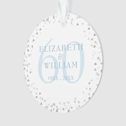 60e verjaardag Harten Confetti Ornament (voorkant)